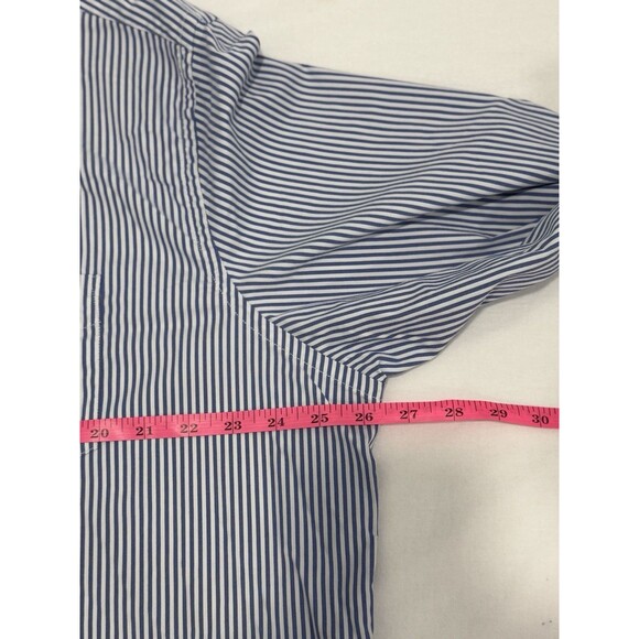Untuckit Terzolo Mens 2XL Blue White Striped Long Sleeve Stretch Button Up Shirt - Picture 5 of 6